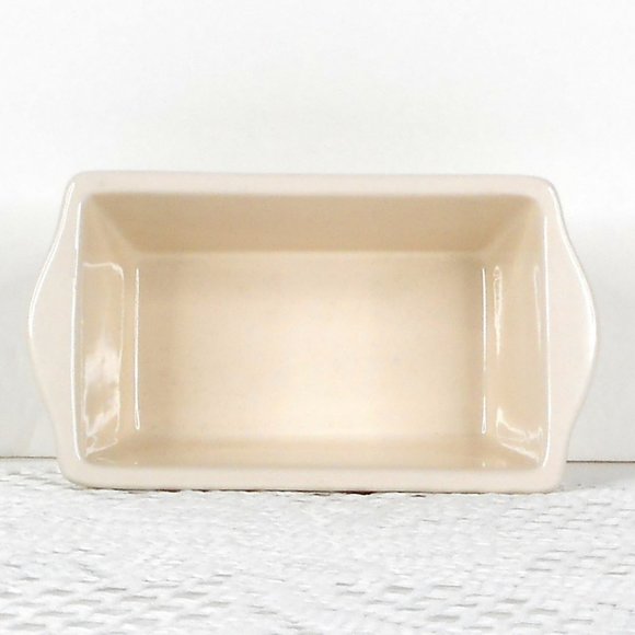 Nantucket Loaf Pan Beige Ceramic Stoneware Mini 5 x 3 In. Hats Mittens Christmas - Picture 7 of 8